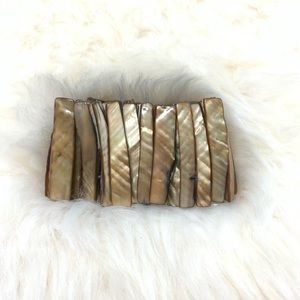 Abalone Shell Stretch Bracelet - Tan
